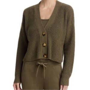 Cloud Chaser Olive Button-Down Cardigan Sweater